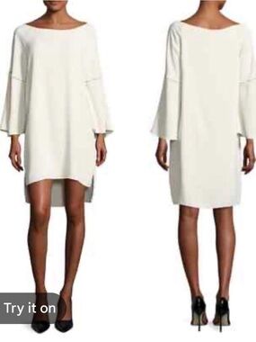Halston Heritage Women’s Cream Shift Dress with Bell Sleeves